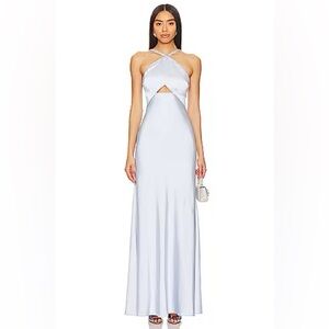 Self Portrait Diamanté Maxi dress in pale blue
